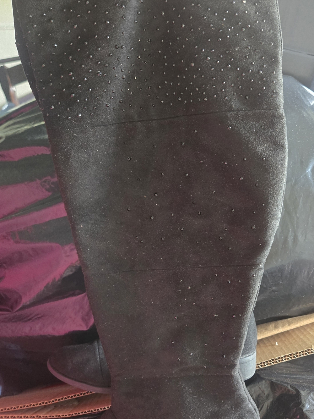 Black Studded Over-the-Knee Women's Boots